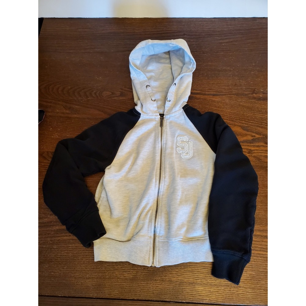 Sean John Youth Full Zip Long Sleeve Hoodie Sz Small Jacket Black, Gray -SJ Logo